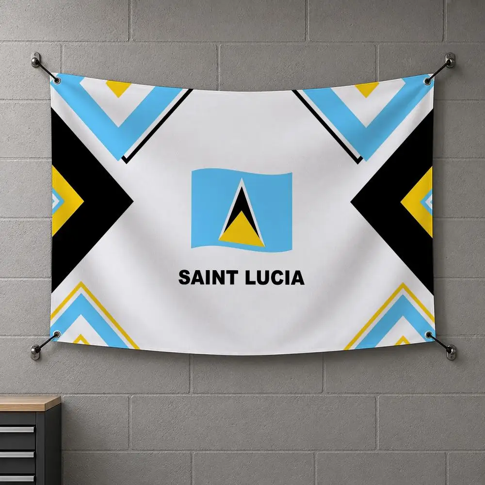 Saint Lucia Land People Light Flags Interior Wall Hanging Background Art Banner Bedroom Home Living Room Outdoor Party Decor