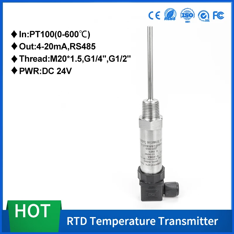 RTD PT100 Temperature Transmitter 0-100 Degree 0-10V Temperature Sensor