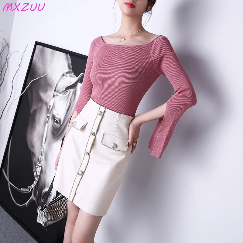 

2022 Spring Harajuku Gonne Female Genuine Leather High Waist Rhinestone Lady A-Line Short Skirt Sheepskin Mujer Faldas Cortas