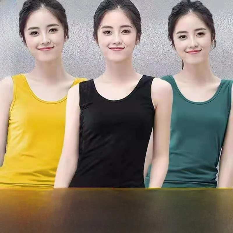 

Women's Brtte Tank Top Large Size Korean Sle Versatile Innerwear Outerwear Student Basic irt Leather Spandex Casual