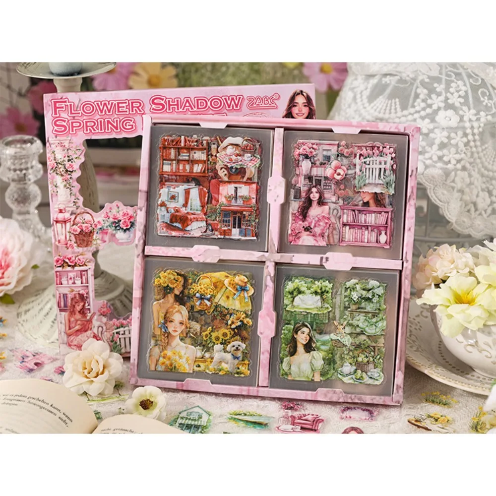 

100Pcs Four Seasons DIY Scrapbook Stickers Handmade Exquite Children's Handbook Decor Cute Retro Journal Decor Girls Gift