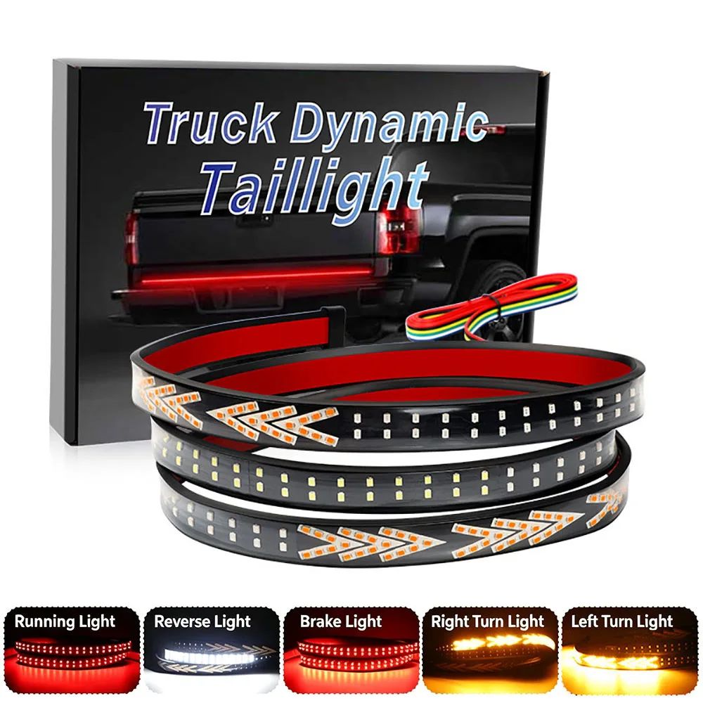 Car Rear Tail Brake Turn Signal Light 12V 24V Tricolor Tailgate Running Reverse Double Flash Warning Light for Pickup Truck Jeep