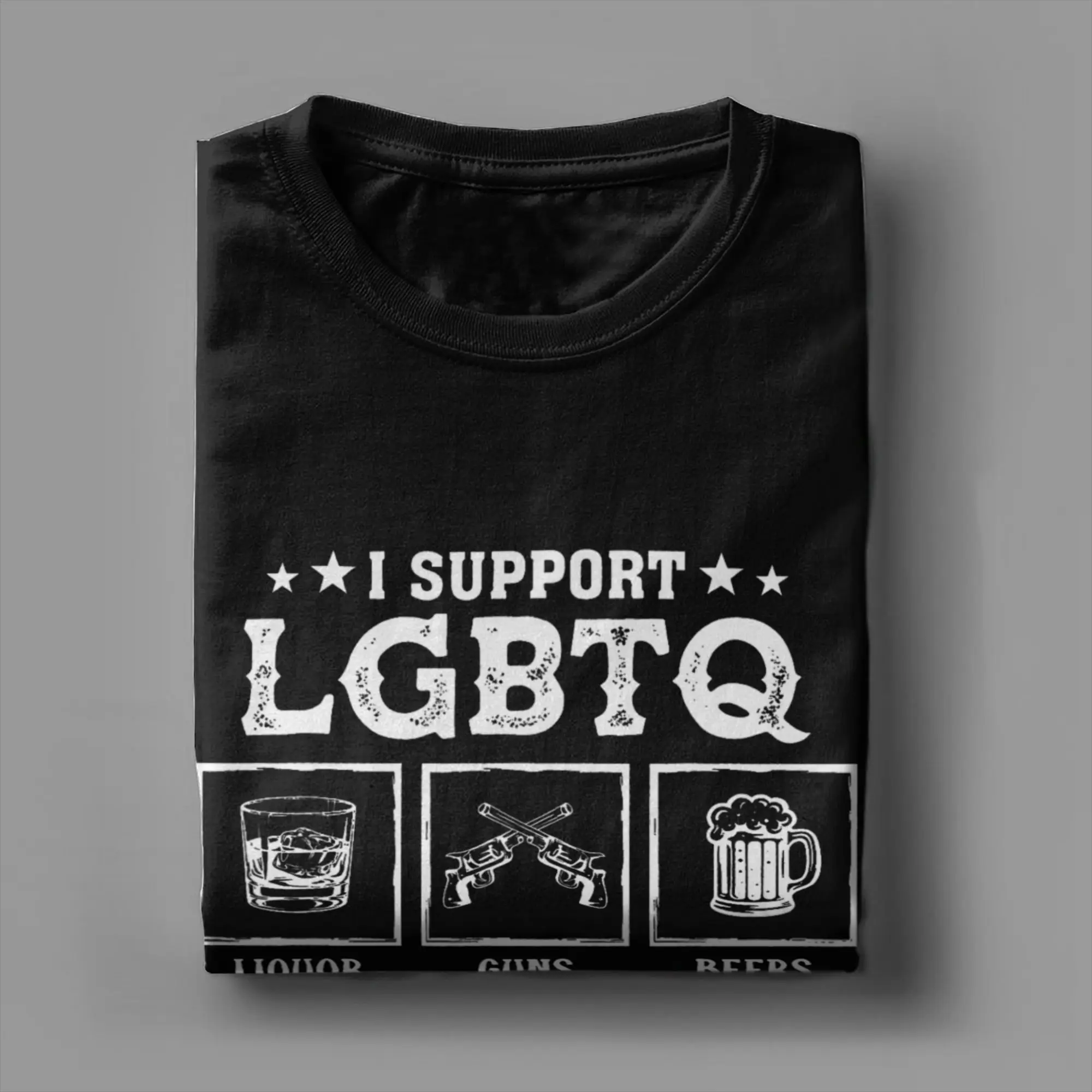 I Support LGBTQ Funny Sarcastic T Shirt Summer  100 Cotton T-Shirts For Men Custom DIY Tshirt Short Sleeve Awesome Top Tees view 4