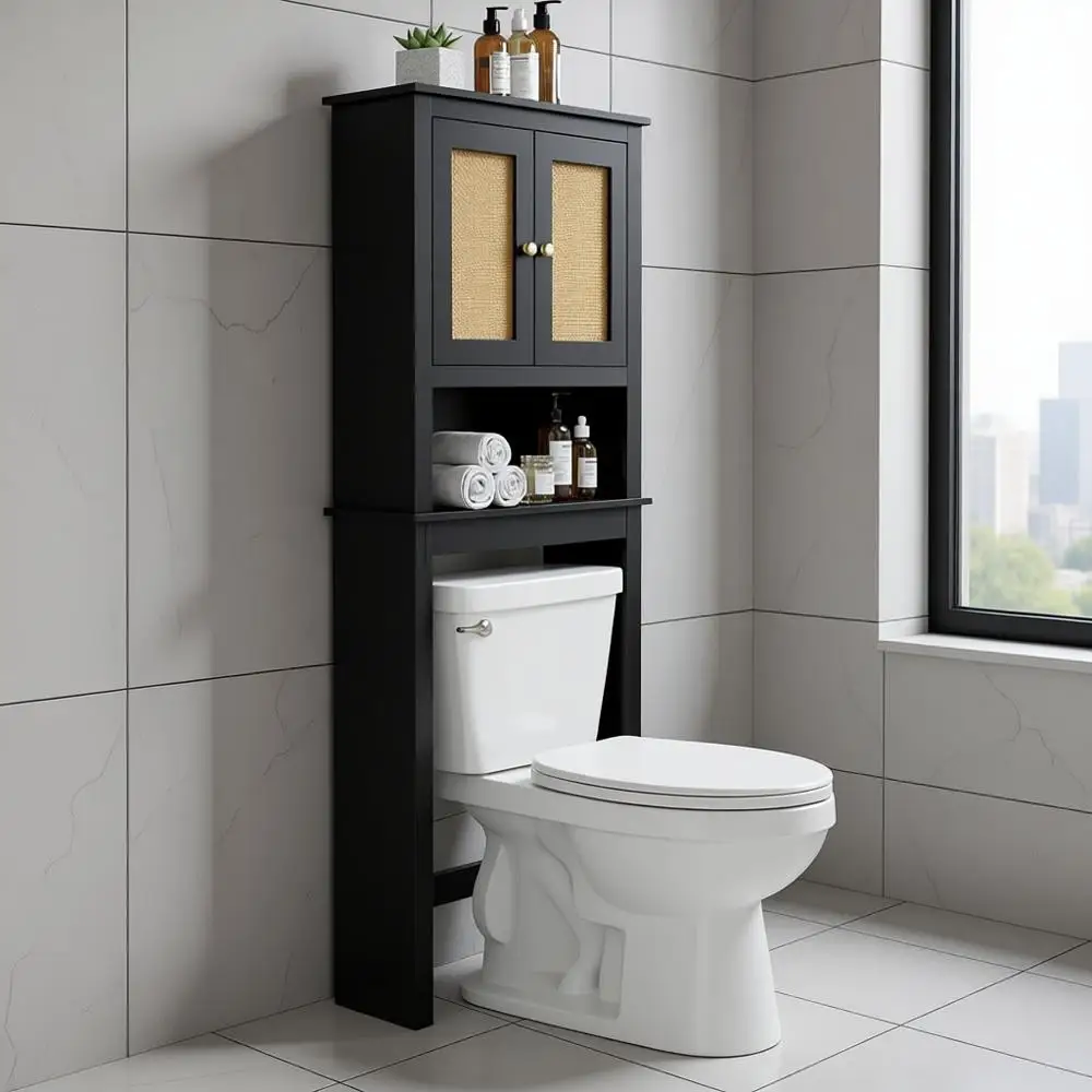 

Шкаф для хранения над унитазом, органайзер для ванной комнаты за унитазом с регулируемыми полками, органайзеры над унитазом с Barn Doo