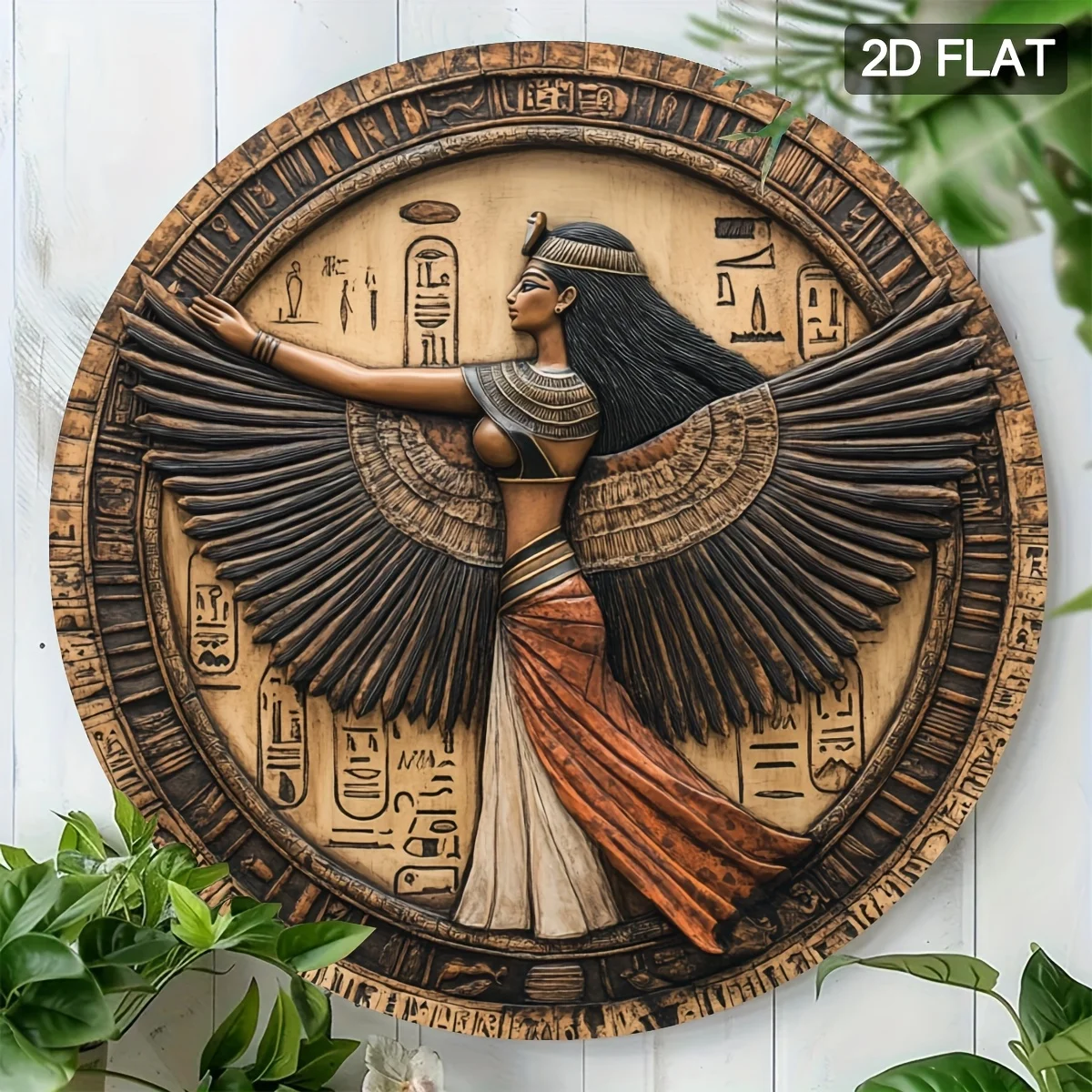2D Flat - 1pc a 2D Flat Printed Metal Sign Measuring 20X20 Cm Featuring The Egyptian Goddess Maat. This 7.8X7.8 Inch Sign Is Per