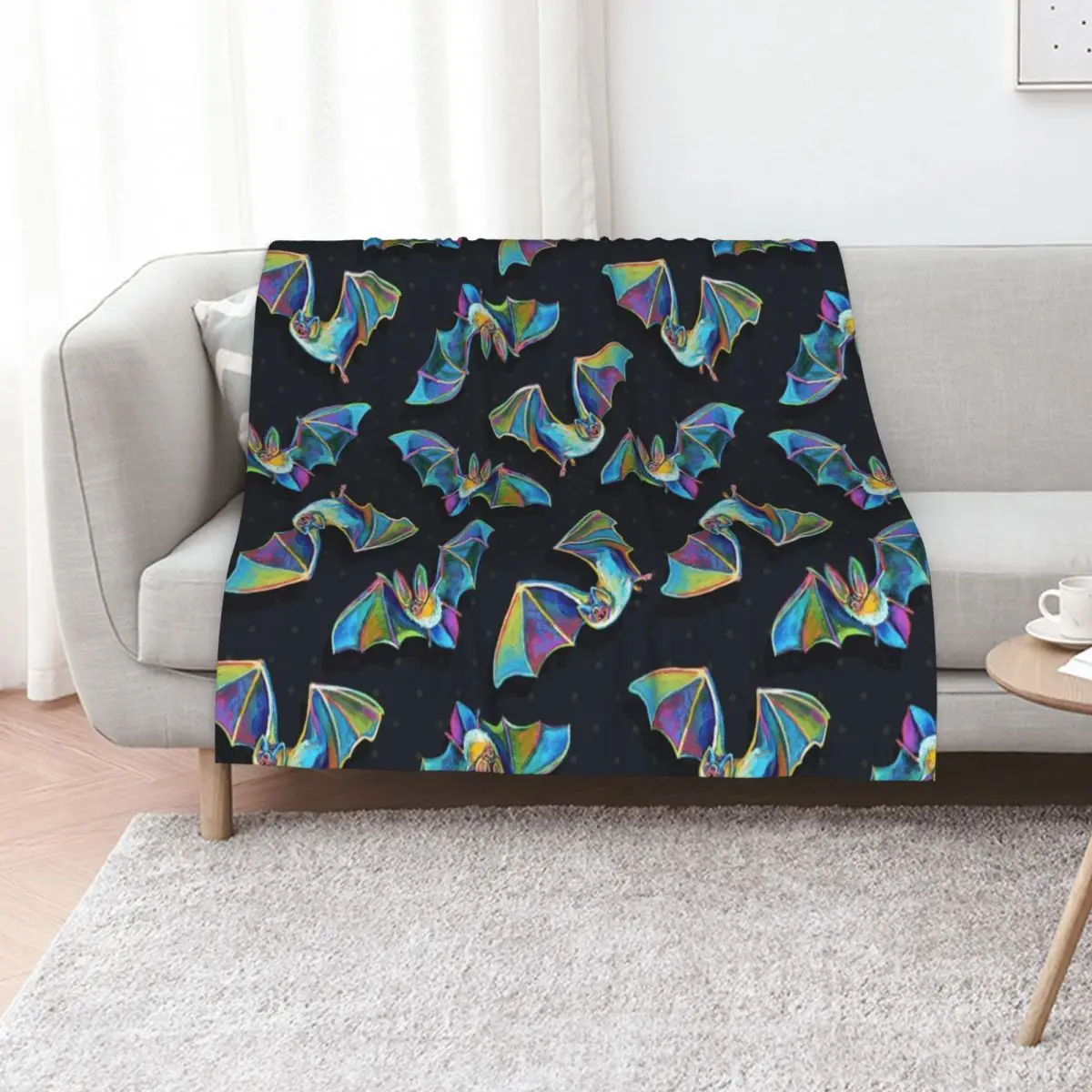 

Psychedelic Bat Pattern by Robert Phelps Throw Blanket Cute decorative halloween Flannels Blankets