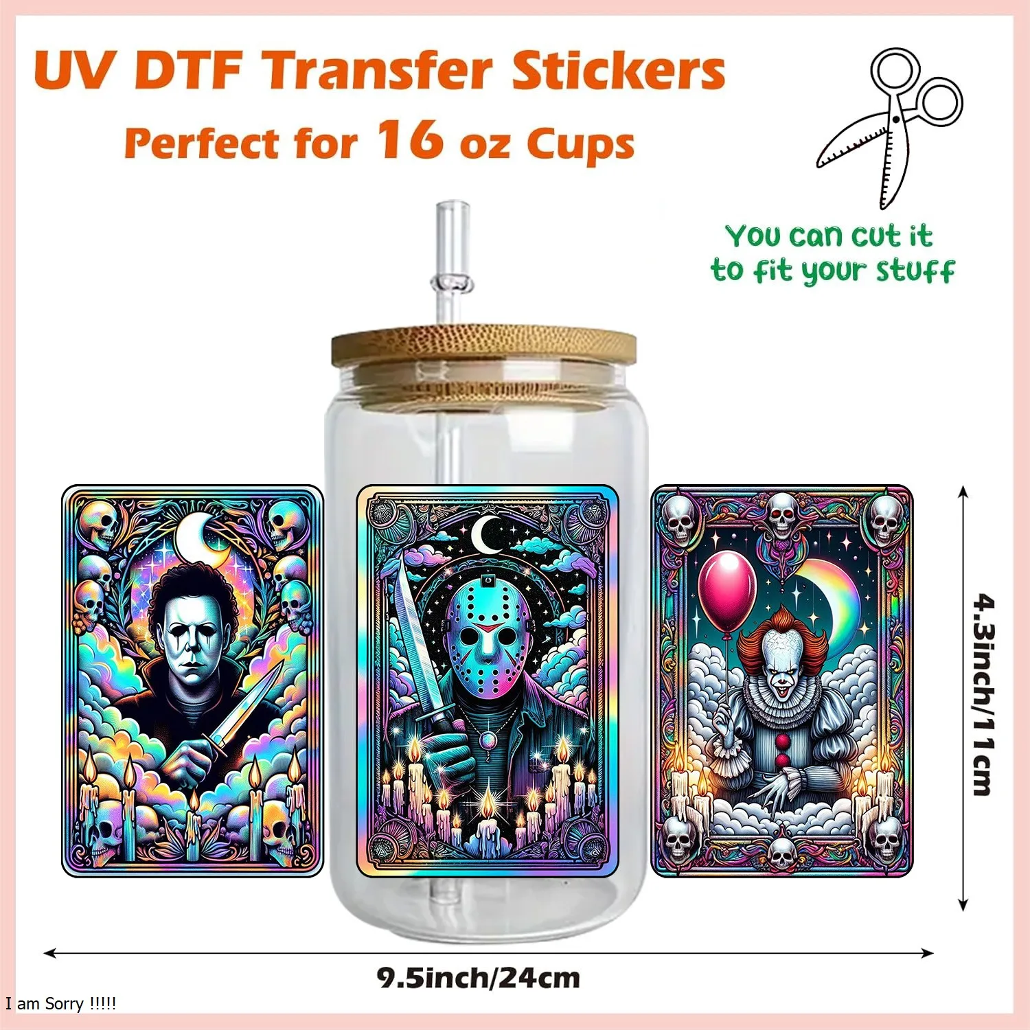 Tarot Card Series Easy peel waterproof DIY Decals 3D transfers uvdtf crystal stickers 16oz uv dtf cup wraps for Glasses