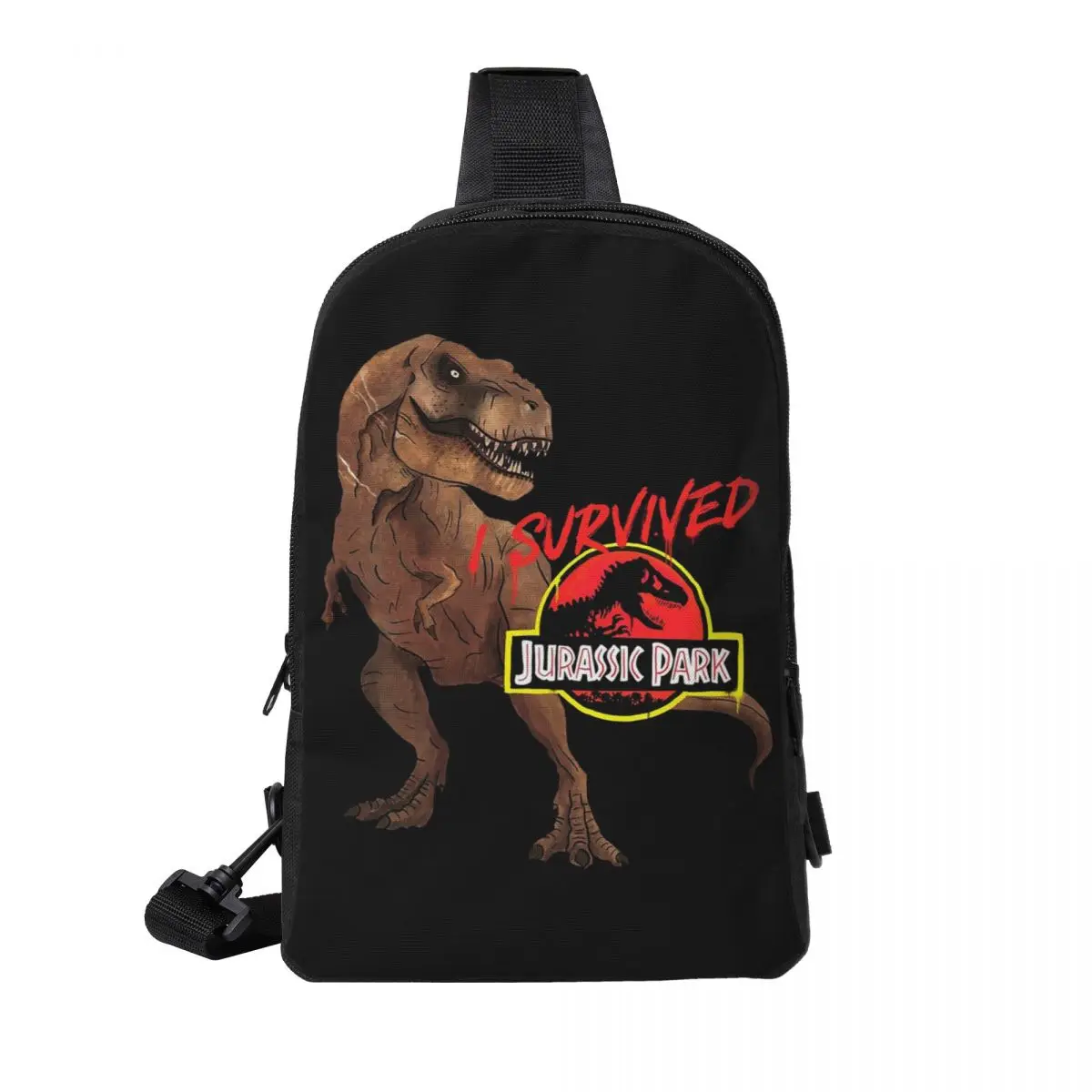 

I Survived Jurassic Park Chest Bag Men Sling Crossbody Backpack Chest Bag Traveling Hiking Daypack Shoulder Bag