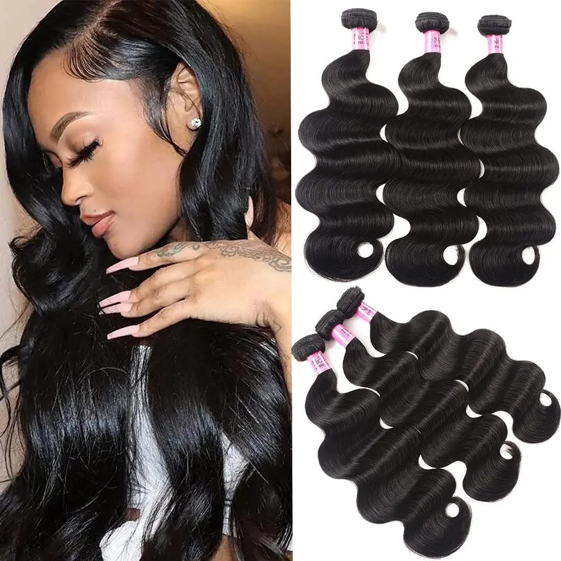 Human Hair Bundles 18 20 22 Inch Body Wave Bundles Human Hair 100% Unprocessed 10A Brazilian Virgin Hair