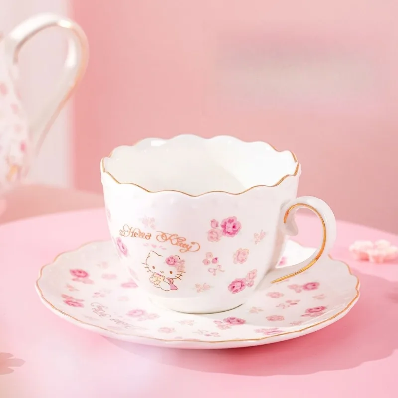 

Sanrio Hello Kitty Tea Set Ceramic Teapot Teacup Teapot Genuine Cartoon cartton Girl Heart High Value A Pot of A Pile of A Cup
