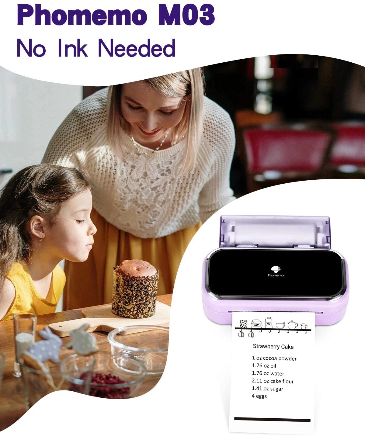 Phomom03 – imprimante Photo Portable sans fil, Mini-code à barres, sans encre, pour étiquettes de téléphone