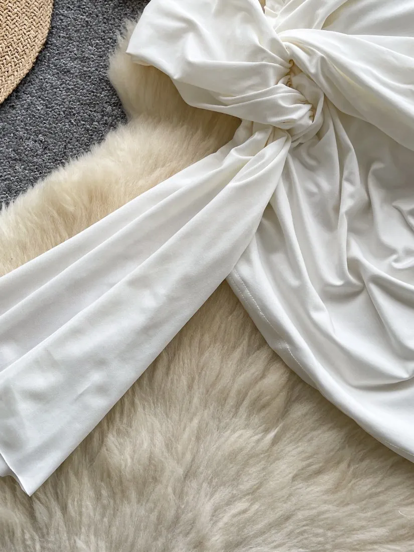 Foamlina Summer Irregular Twisted Slim Fit Top Vest Socialite One Shoulder Vest Design Mature Sexy Girl's White Crop Top Tanks