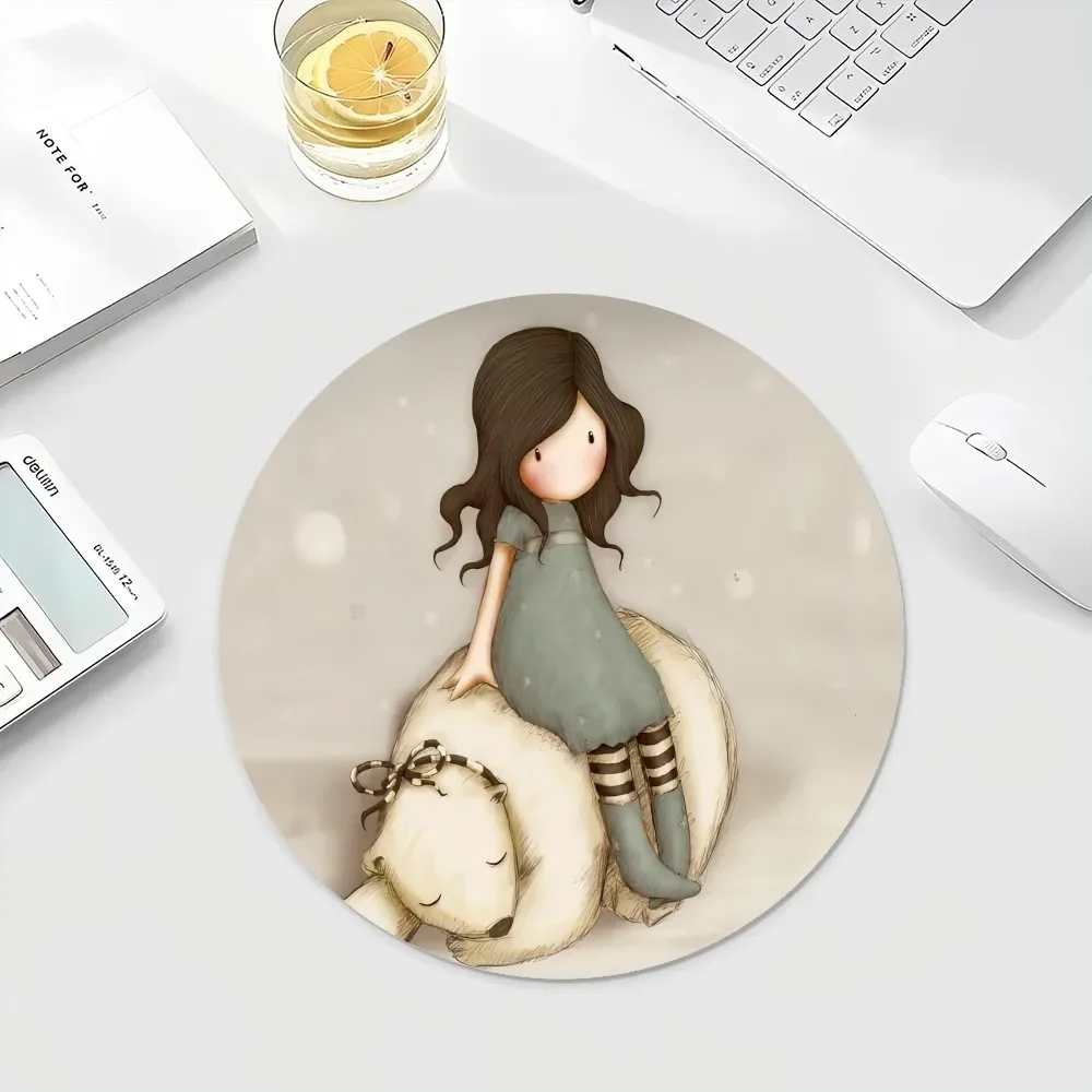 Santoro Gorjuss DIY Round Big Promotion Table Mat Student Mousepad Computer Keyboard Pad Games Pad for Teen Girls Bedroom