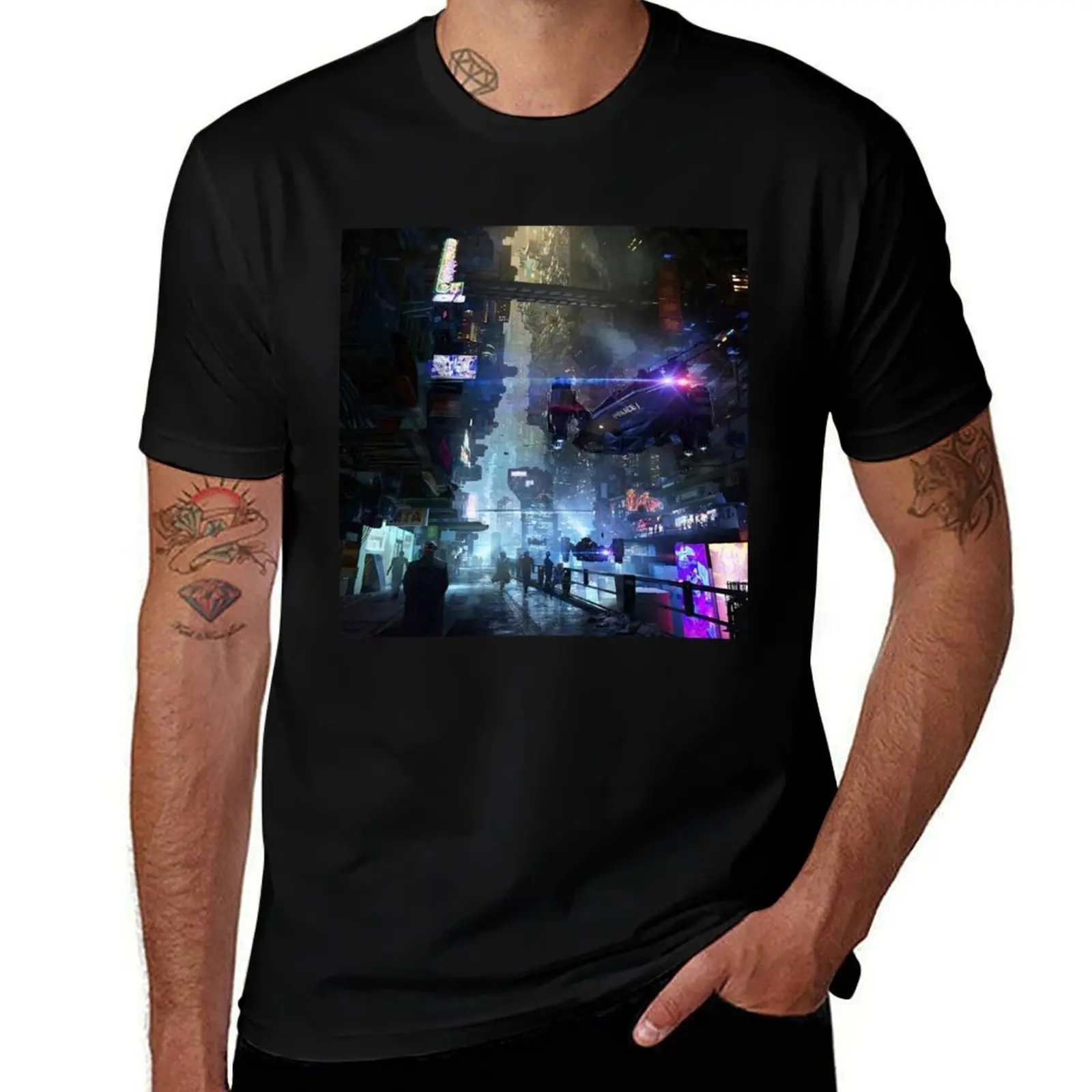 

Cyberpunk City T-Shirt blanks sweat plus size clothes cotton man t-shirts Men's t shirts