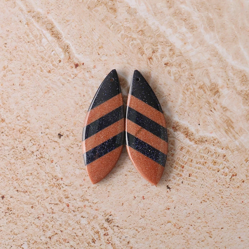 Women's Red&Blue GoldStone Intarsia Earring Beads Charms Jewelry Gift 43x16x4mm 8.6g Fashionable And Stylish Earrings