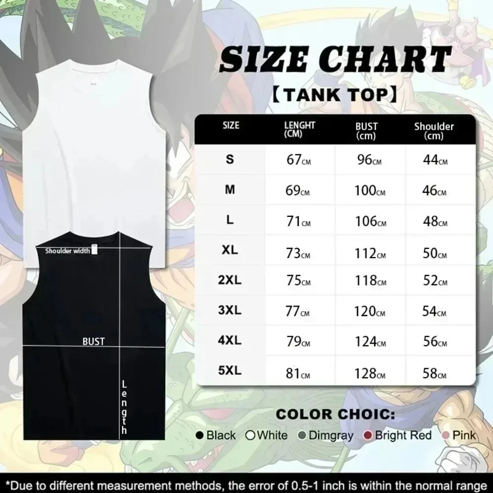 Nuevo Dragon Ball Anime Goku camiseta sin mangas con estampado periférico gimnasio hombres Casual deportes sueltos moda de verano chaleco de algodón puro ins