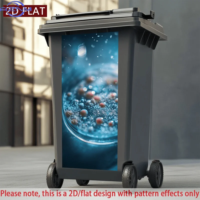 2D/FLAT-1pc Water Drops Petri Dish Design Trash Can Sticker Self - Adhesive PVC Wall Sticker Waterproof Scratch - Resistant Hi
