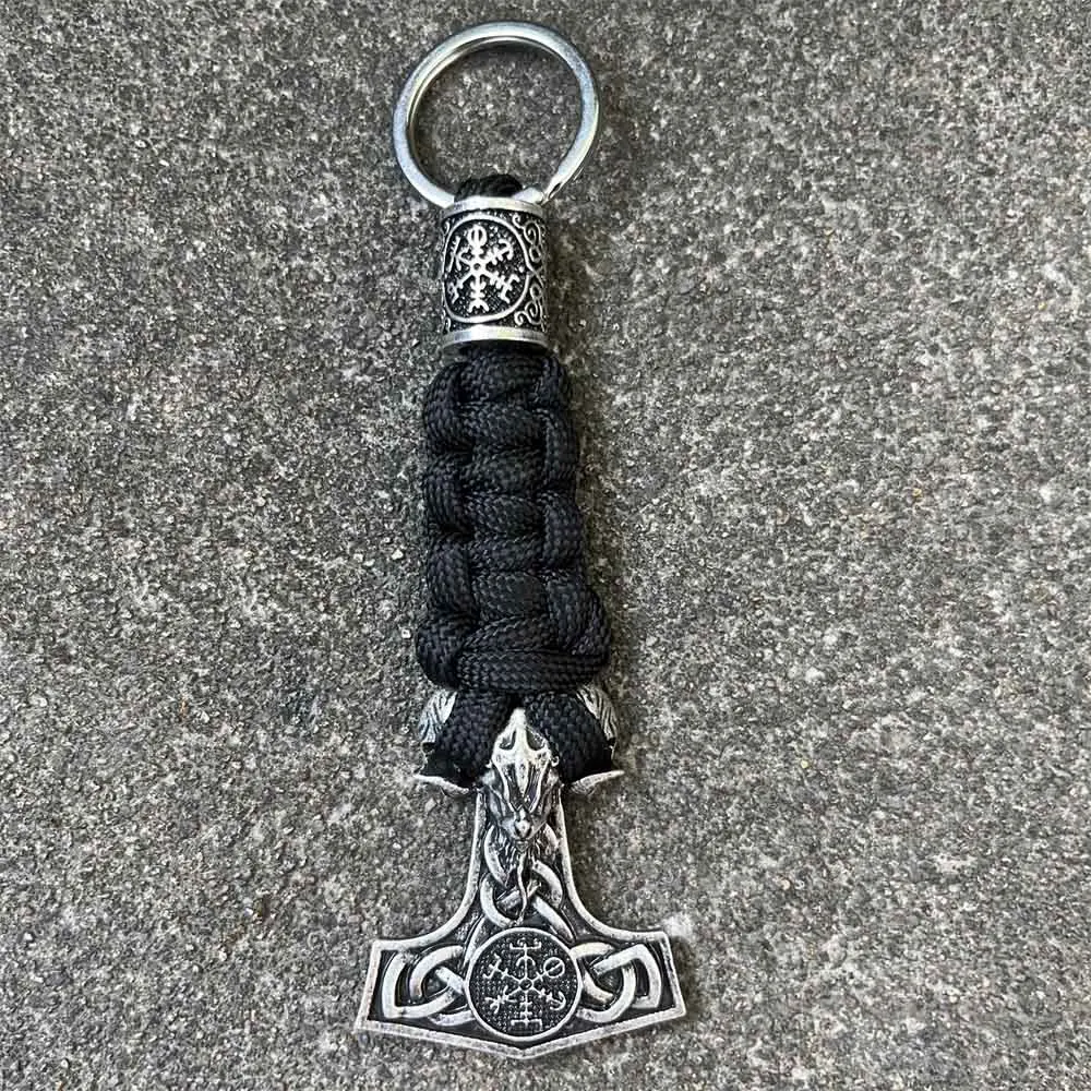 Nostalgia 1Pcs Goat Ram Thor Hammer Mjolnir Jewelry Viking Key Chain Diy Runics Beads Accessories Paracord Keyring