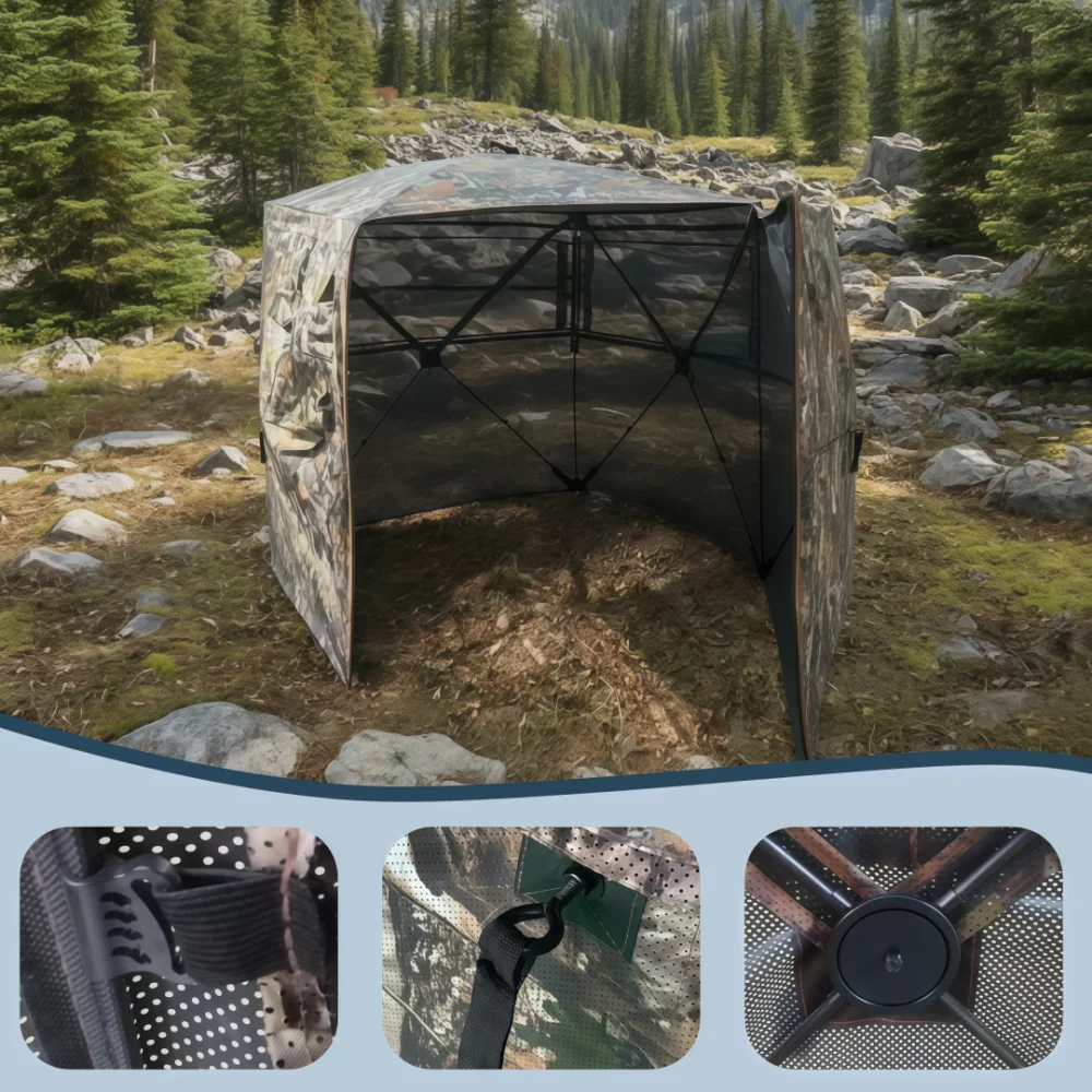 Camouflage Pop-Up Hunting Blind Easy Setup Ground Shelter Outdoor Camo Blind with Storage for Deer Turkey Duck Archery Season