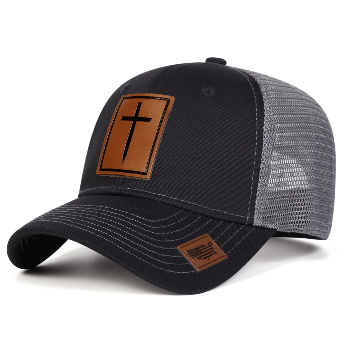 Unisex Cross Leather Label Baseball Net Caps Spring and Summer Outdoor Adjustable Casual Hats Sunscreen Hat Sports Cap