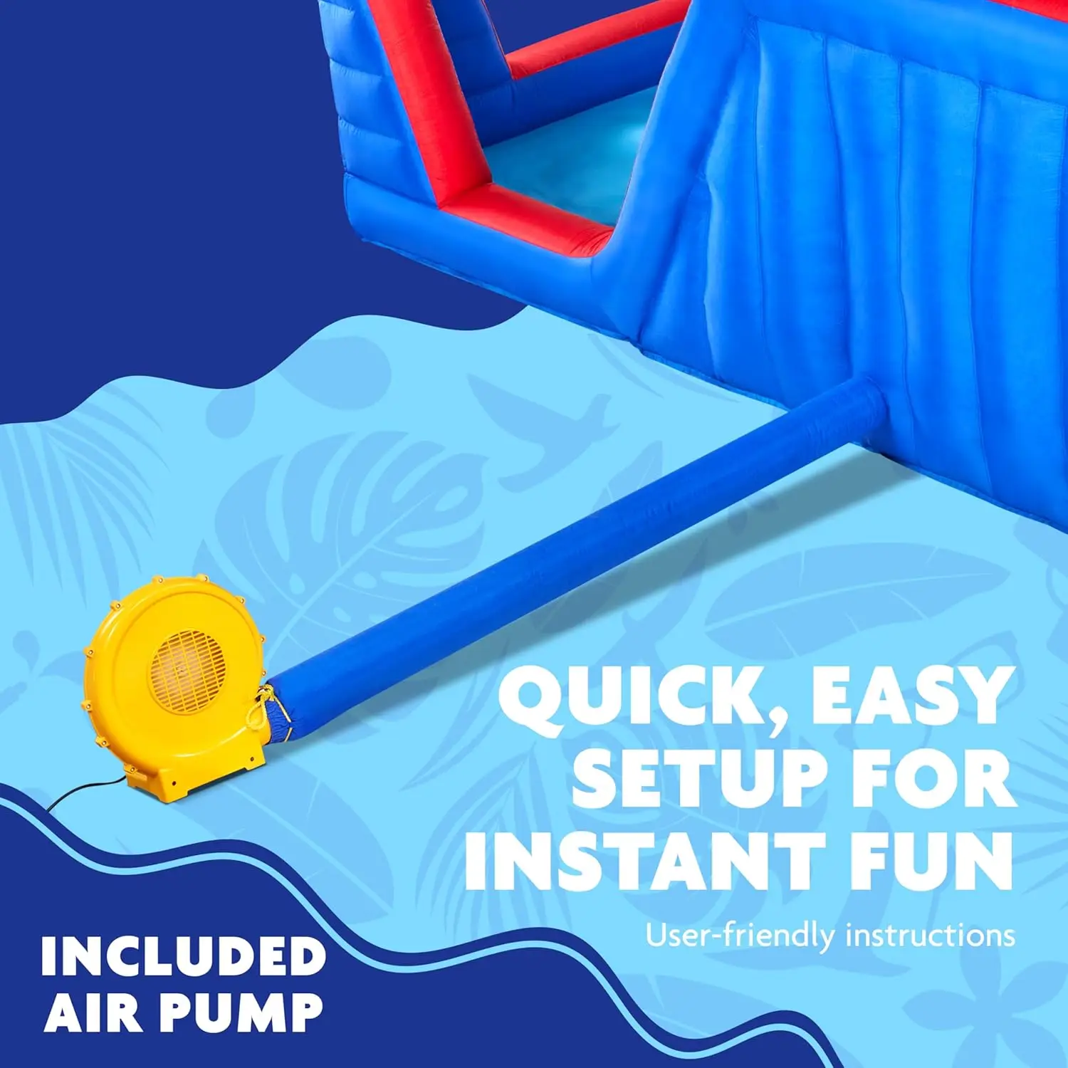 Heavy-Duty Inflatable Water Slide Park for Outdoor Fun – Includes Climbing Wall, Slide, Deep Pool, Air Pump & Carrying Case – Easy Setup and Inflation view 5