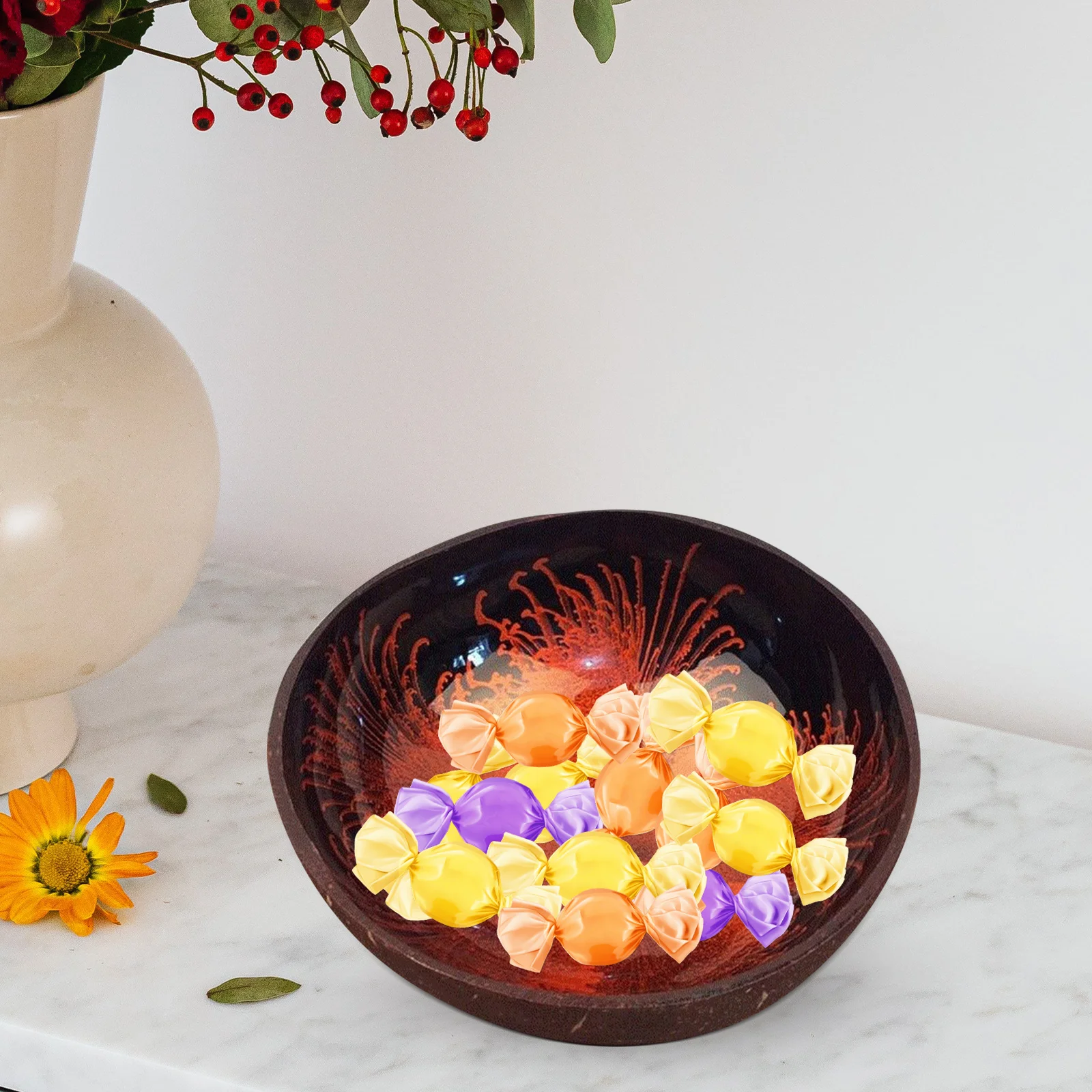 

Coconut Shell Bowl Candy Container Nuts Holder Decorative Set for Living Room Bedroom Office Eco Friendly Creative Storage Bowl