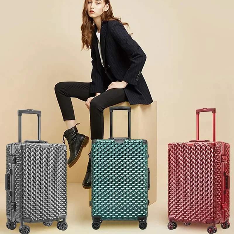 High Quality Aluminum Frame Trolley Suitcase,trolley Luggage Case,carry on Suitcase on Wheels,Business Silver Rolling Luggage