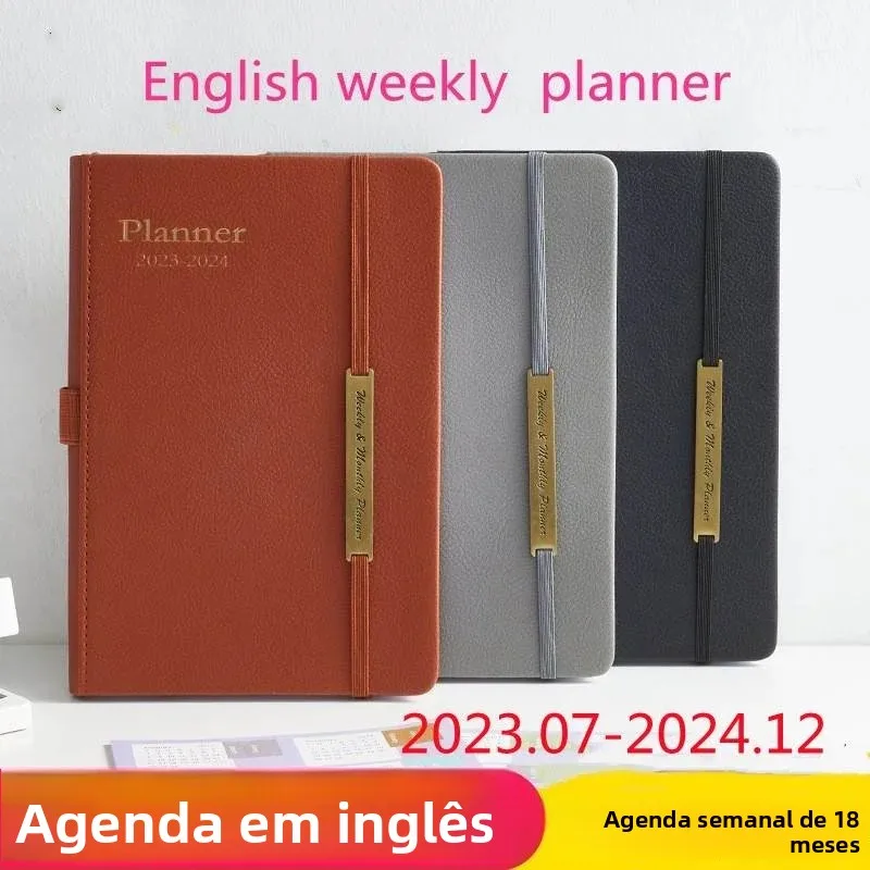 a4-a5-english-weekly-planner-2023-2024-week-plan-notebook-business-soft-cover-pu-leather-durable-linen-paper-for-office-and-m
