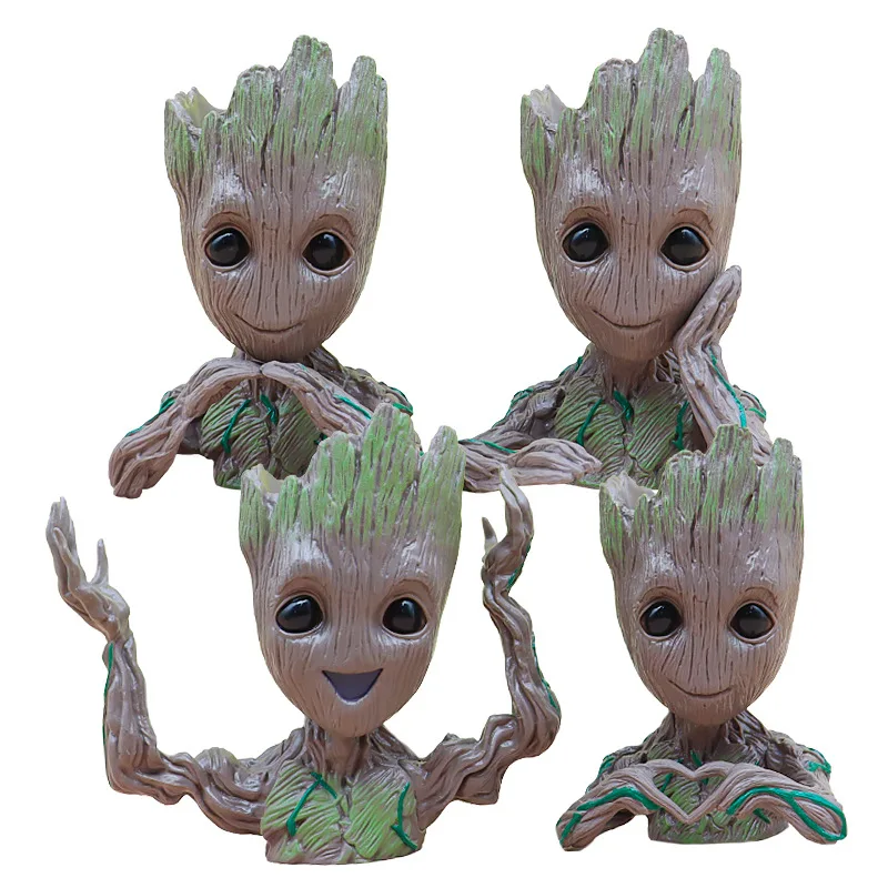 Marvel Avengers Cute Groot Mini Model Pen Holder Flower Pot Statue Toys Home Room Fashion Decoration Kids Doll Birthday Gifts