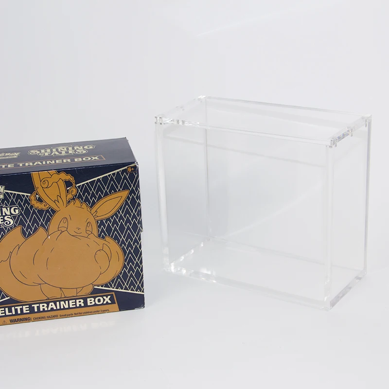 4mm Clear Acrylic ETB Generations Edition Card Game Display Case Elite Trainer Box Protector Showcase with Sleeve Open Door Lid