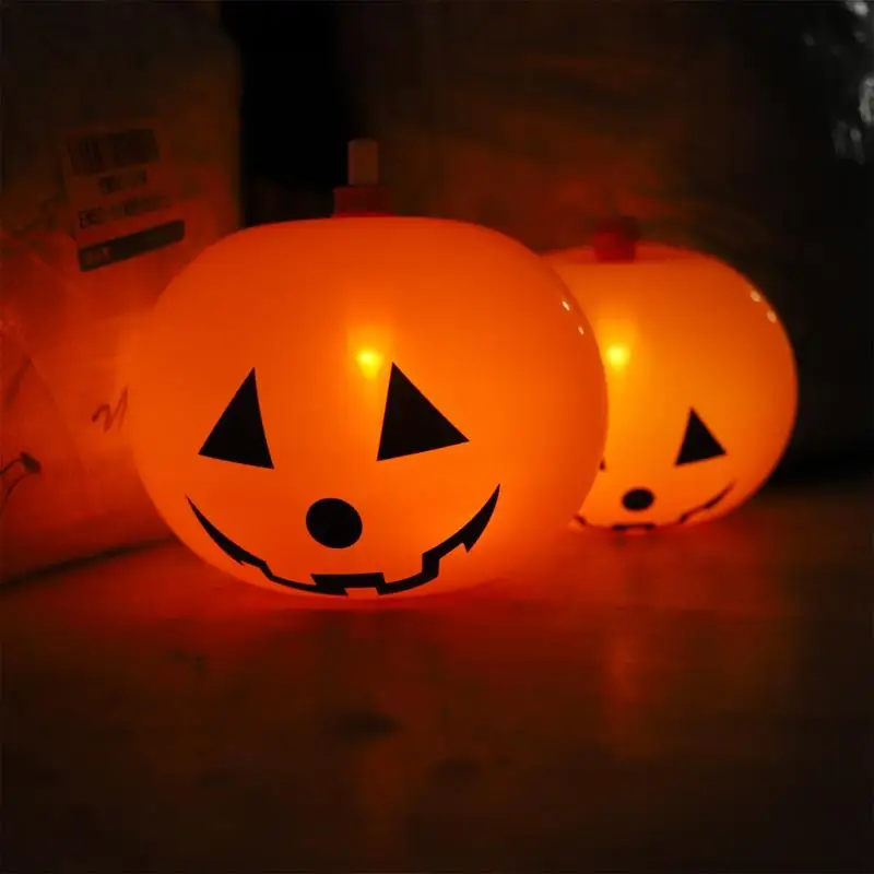 Halloween Pumpkin Balloons Light Up LED Decorations Holiday Gothic Balloons Funny Festival Decor For Living Room Bedroom