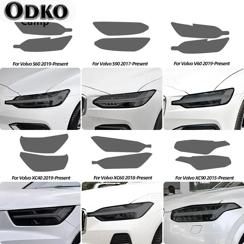 For Volvo XC40 XC60 XC90 S60 S90 V60 V90 2020 2021 2022 Smoked Black TPU Sticker Transparent Car Headlight Protective Film view 3