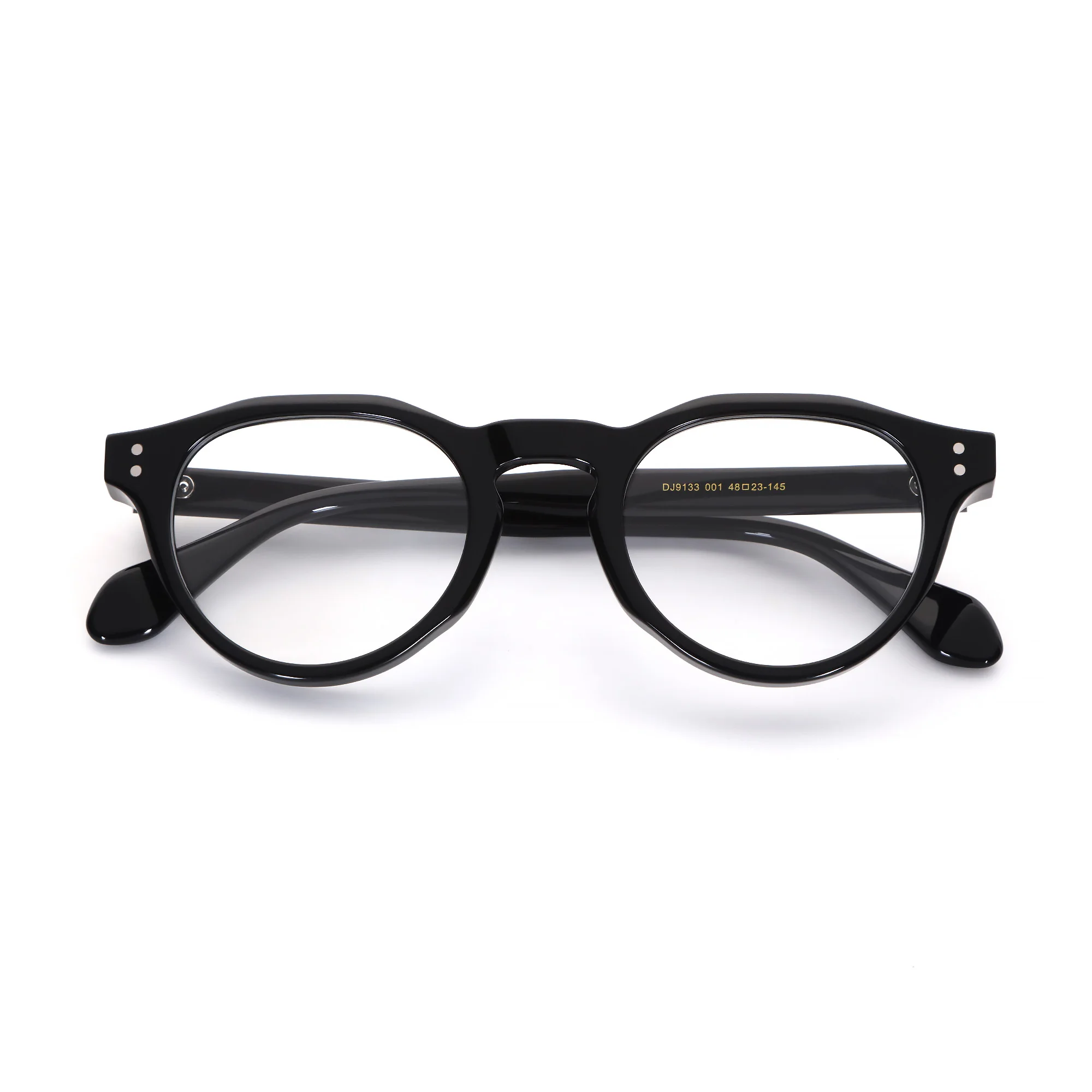 Retro Fashion Women's Optical Glasses Acetate Round Frame Men's Trendy Decorative Glasses Clear Lenses Metal Hinges