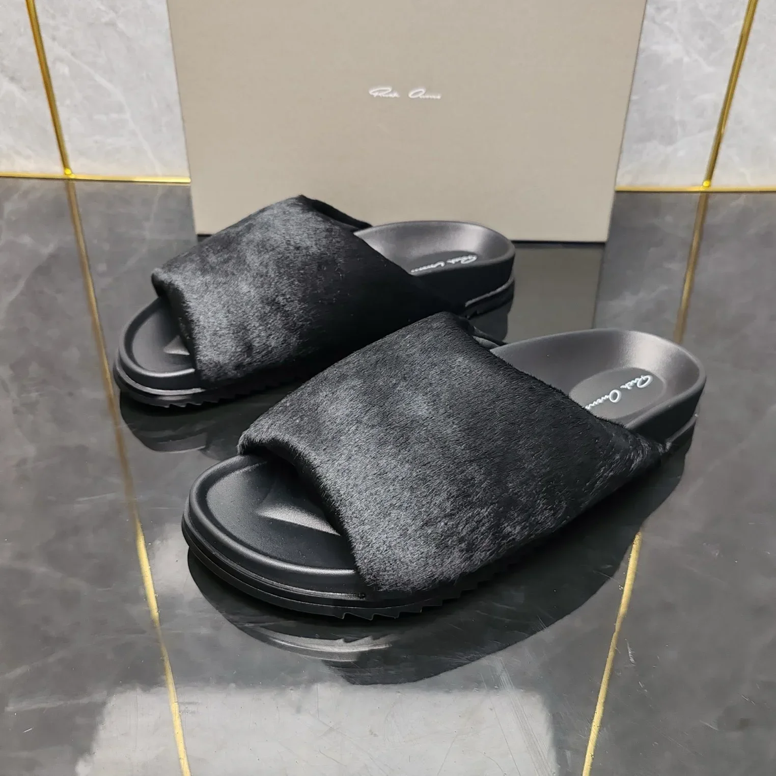 

Ro 2025 NEW New Horsehair Home Sandals Leather Comfortable Soft-soled Outdoor Slippers Anti-slip Couple Models Shoes