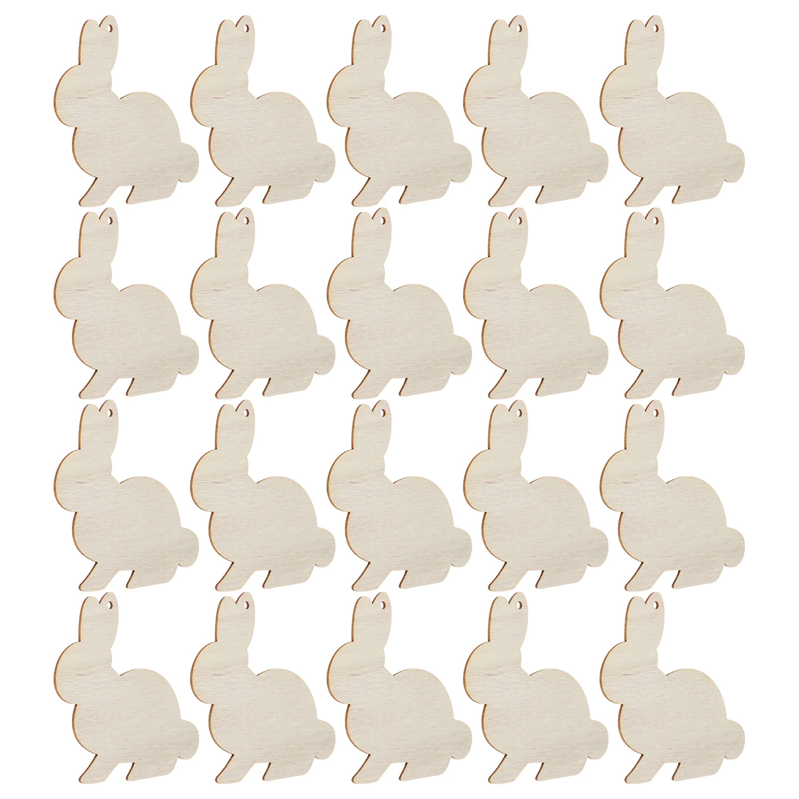 

20pcs Rabbit Wooden Pendant Diy Wood Slice Hanging Ornament For Home Party Room Festival Decor Handicraft Sewing Supplies
