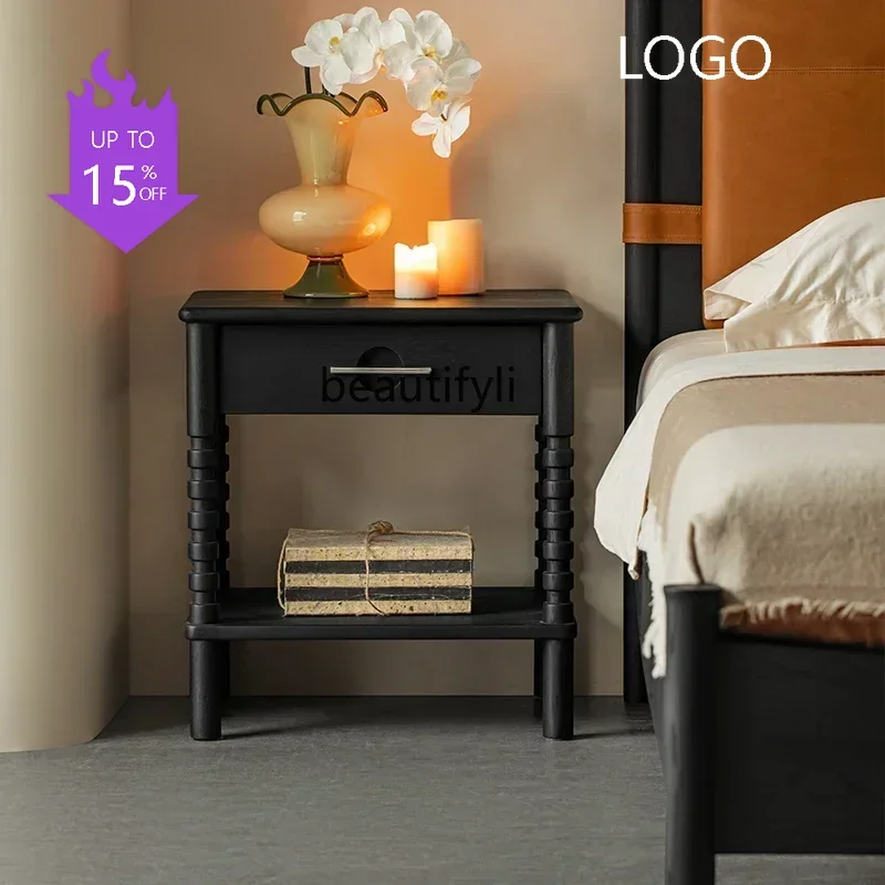 Q181 lFrench modern simple home bedside table solid wood bedside storage bedroom side few