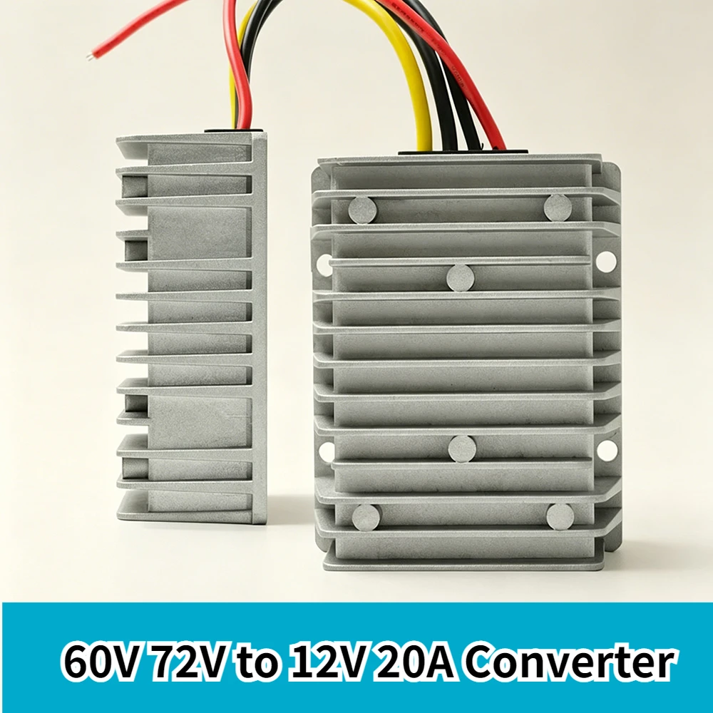 DC Regulator 60V 72V Step Down to 12V 20A Waterproof Converter Power Supply Module Buck Transformer for Golf Cart forklifts Car