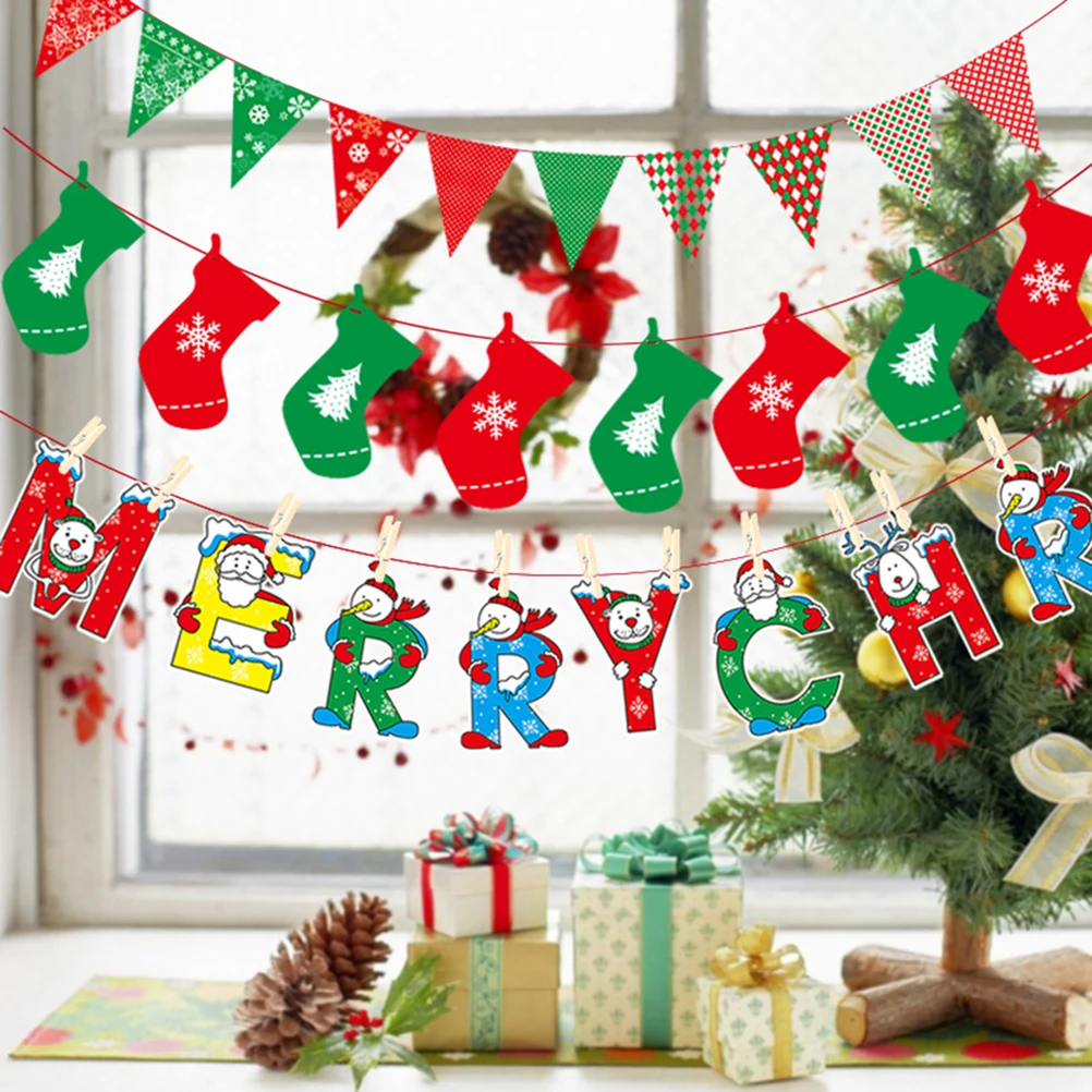 

3.5m Merry Christmas Flag Garland Letter Banner Party Decoration Christmas Flag Banner Holiday Decor Party Decoration