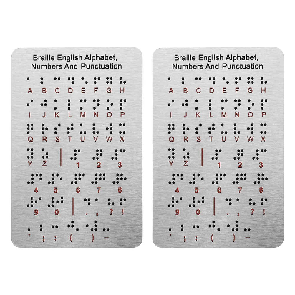 

2pcs Braille Alphabet Board Raised Dots Letters Numbers Education Tool For Blind Children Braille Learning Aid For Home & School