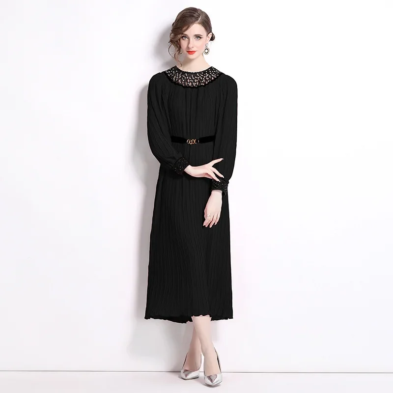 2024 Fall Socialite French Style Loose Skirt Slimming Fashion Party Casual Pleated Skirt