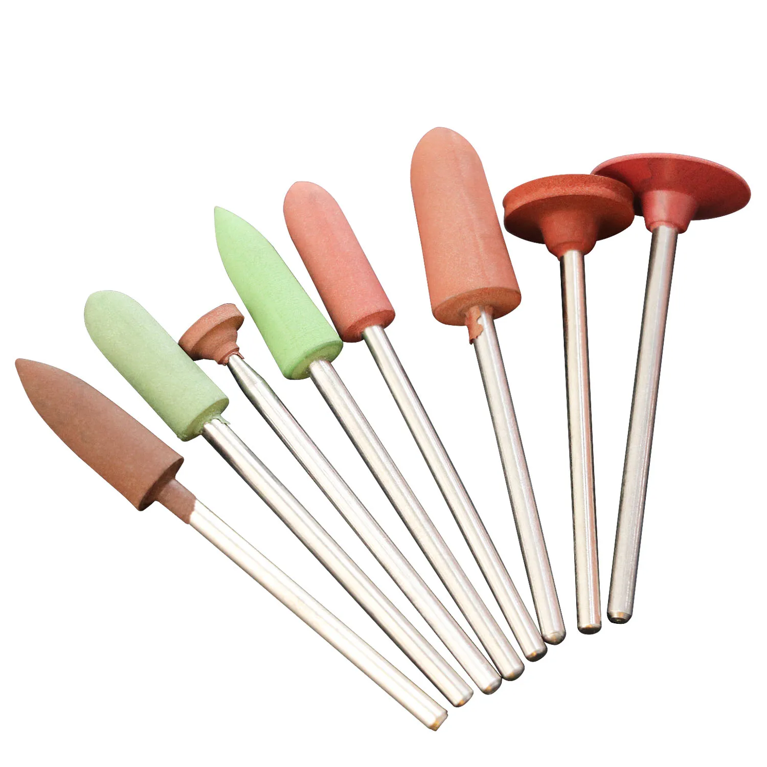 5Pcs Rubber Polijsten Bit Ronde Boren Bit Rotary Frees Burr Cuticle Polish Tool Accessoires Bramen Bit Voor Rotary tool