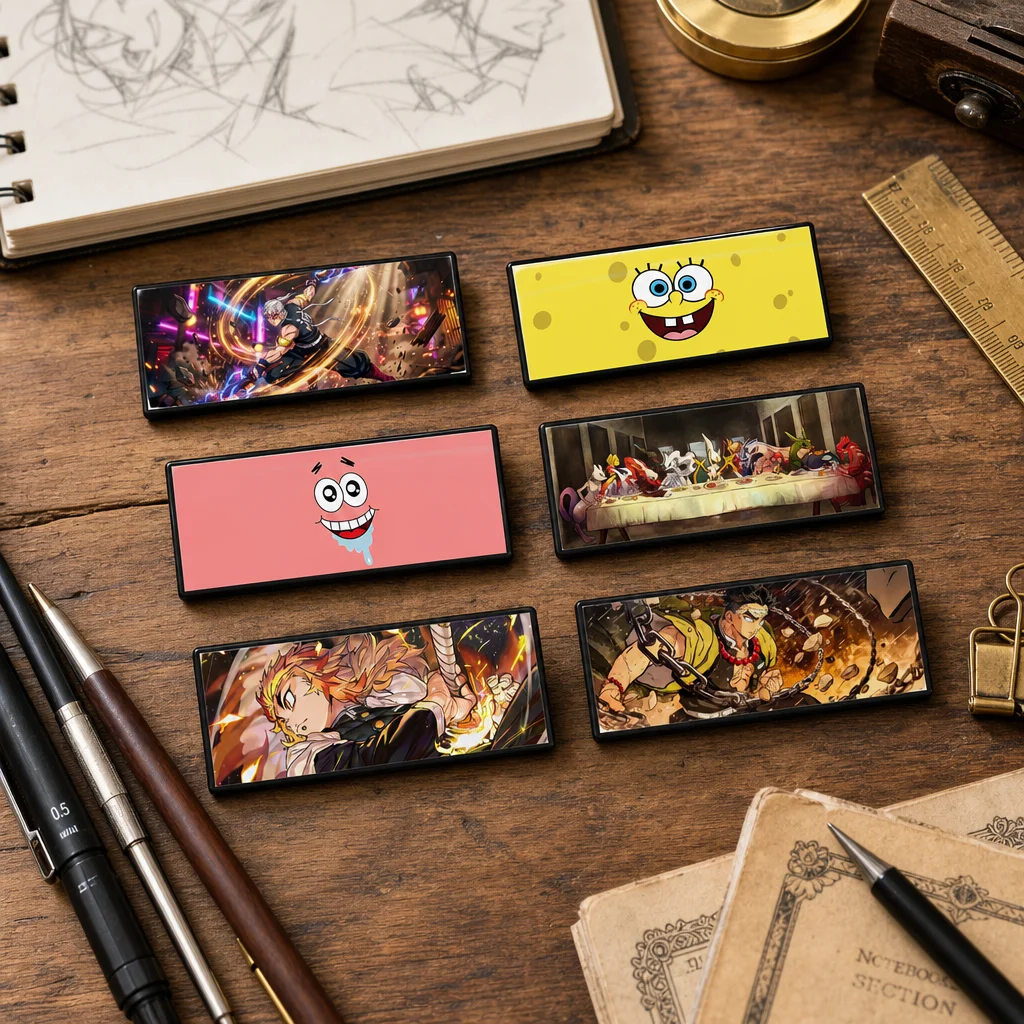 6Pcs Cartoon Manga Eyes Gils Boy Enamel Pins, Mixed Anime Character Lapel Brooch, Collectible Metal Badge Backpack Jewelry Gift
