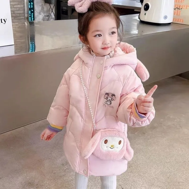 Veste à manches longues en coton rembourré Sanurgente My Melody pour enfants, manteau de dessin animé mignon, vêtements de princesse Kawaii, beaux cadeaux pour filles