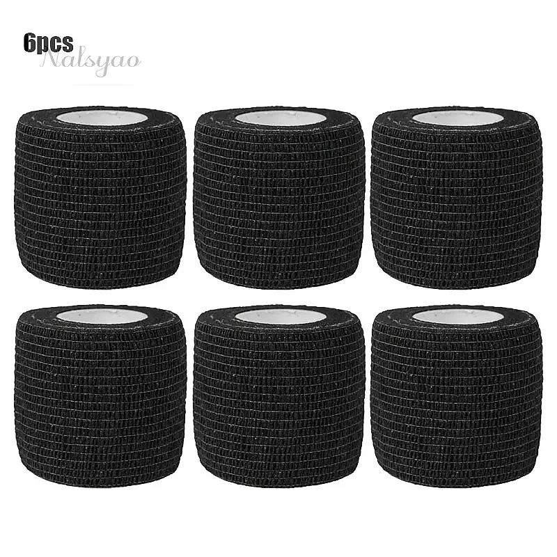 Wrist Ankle First Aid Sports Tape Black Self Adhesive Bandages 1/6PCS Cohesive Elastic Breathable Waterproof Wrap
