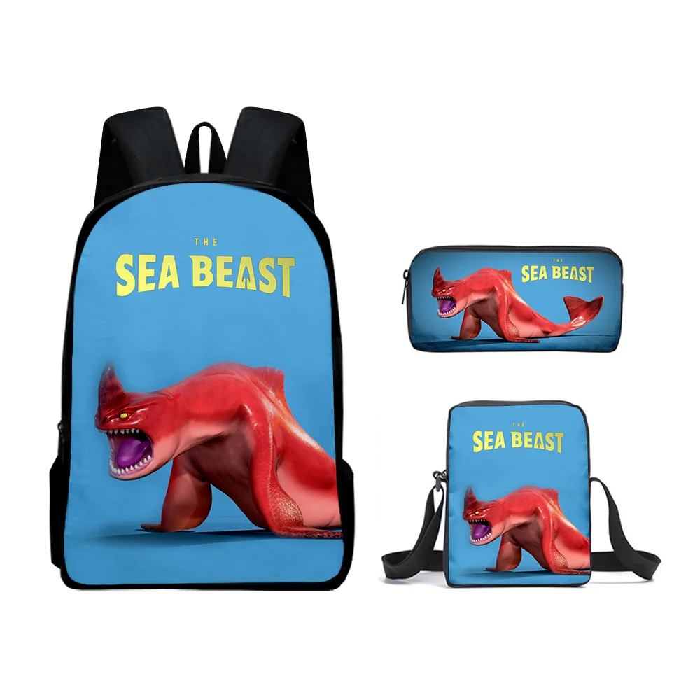 Classic Popular the sea beast 3D Print 3pcs/Set pupil School Bags Laptop Daypack Backpack Inclined shoulder bag Pencil Case