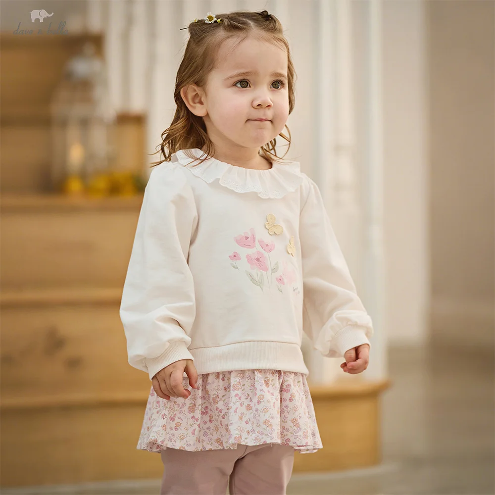 

Dave Bella Children One-piece Dress Autumn Spring Girls Clothes Baby Kid Sweet Print Dresses Casual Cotton Long Sleeve DB1260248