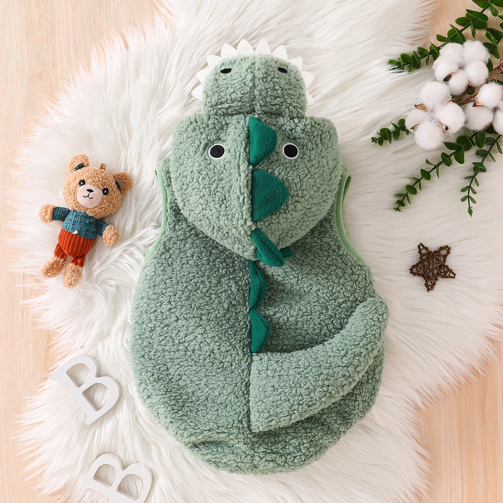 Cute Baby Boy Girl Dinosaur Costume Sleeveless Romper with Hat Newborn Infant Halloween Cosplay Clothes