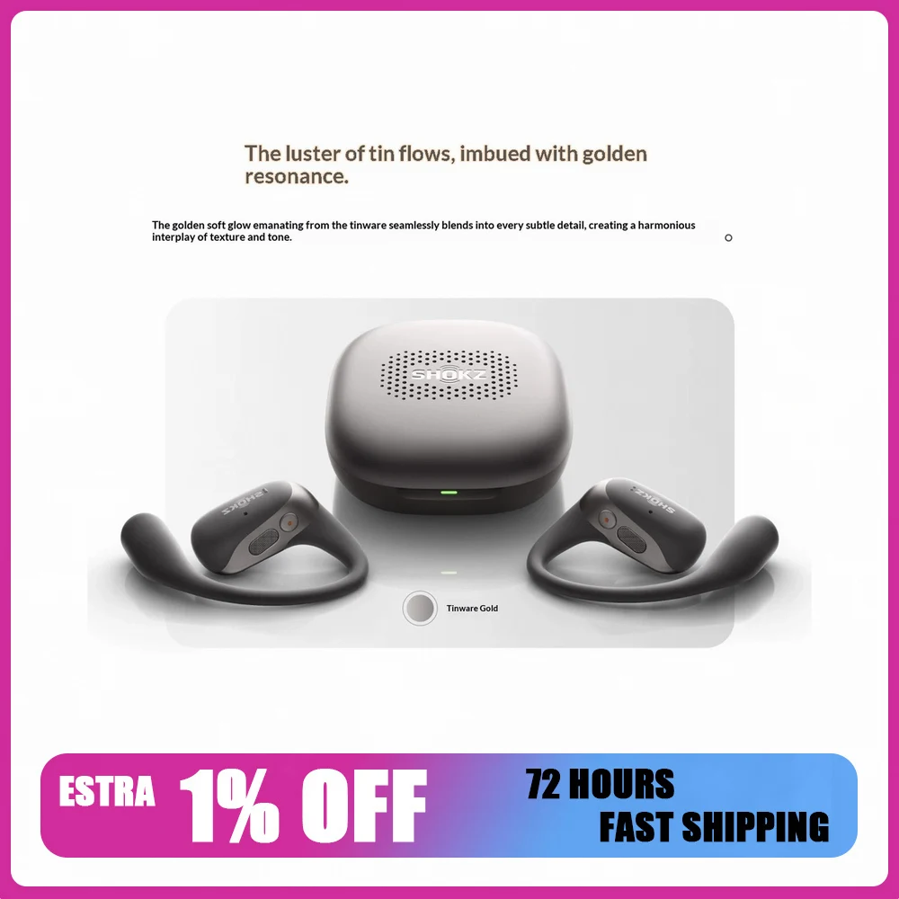 SHOKZ OpenFit 2 AI Open Ear Earbuds Wireless Bluetooth Ear Hook Headphones for Meetings Translation and Daily Use