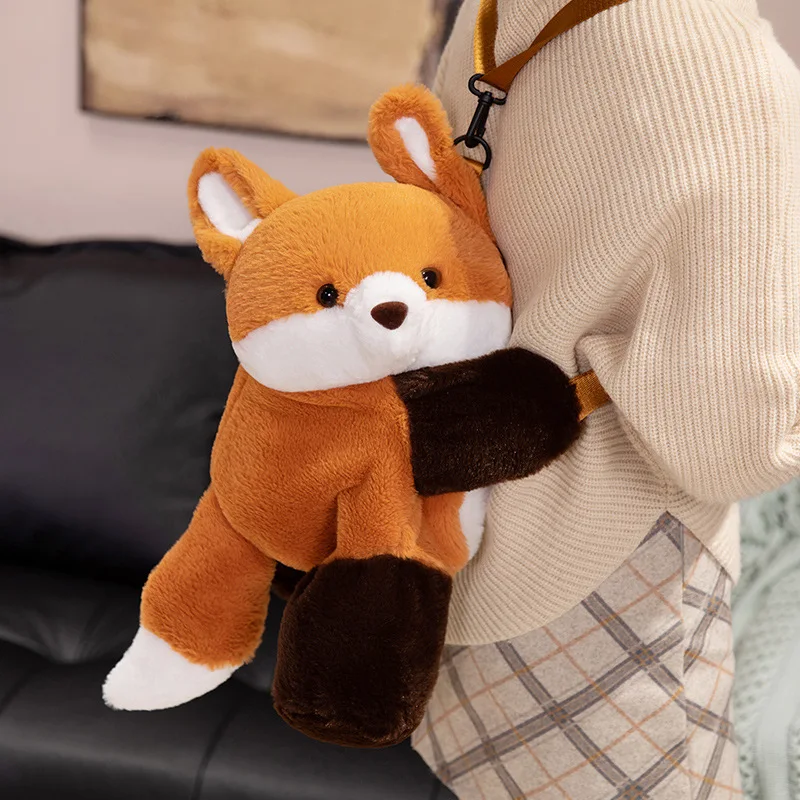 50cm adorável dos desenhos animados anime raposa pequeno panda bonecas de pelúcia mochila bonito brinquedos animais sacos de pelúcia presentes de aniversário das crianças