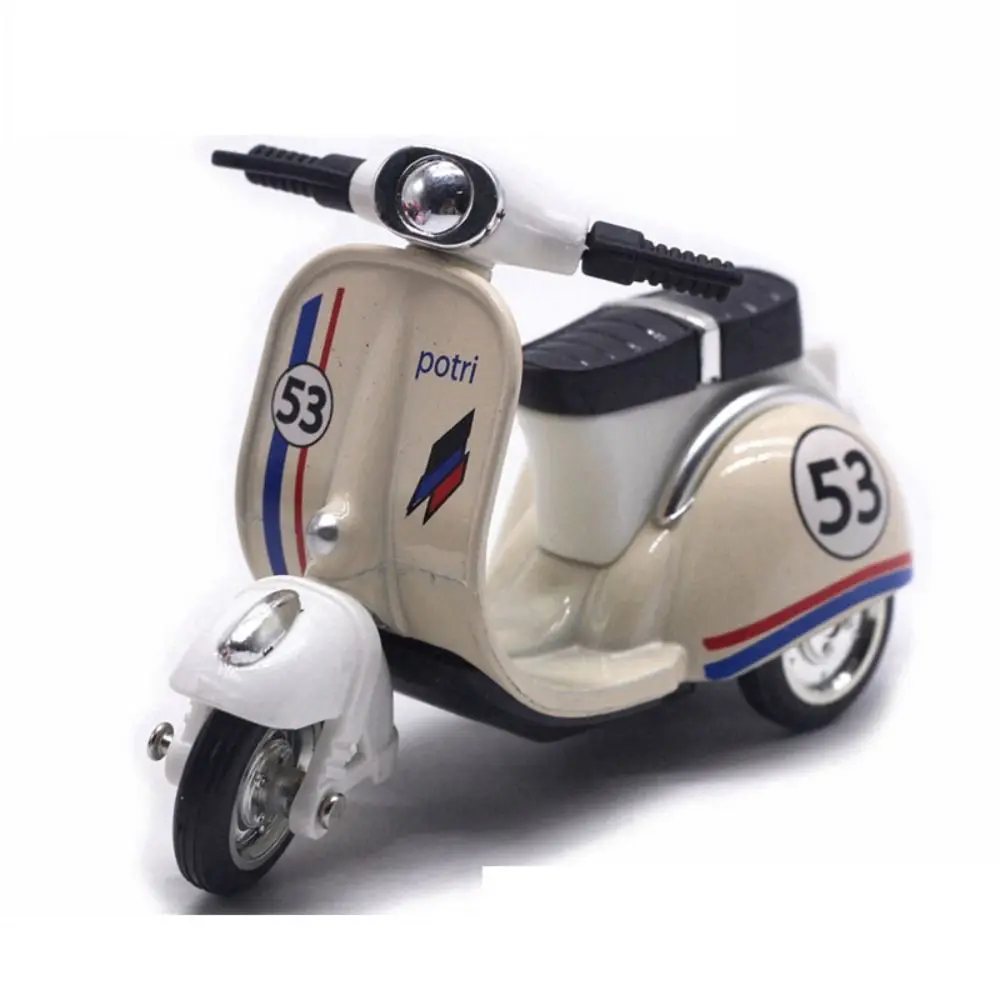 New Alloy Pullback Car 1:43 Cartoon Design Three Wheeled Vehicle Model Retro Style Door Can Open Sports Car Model
